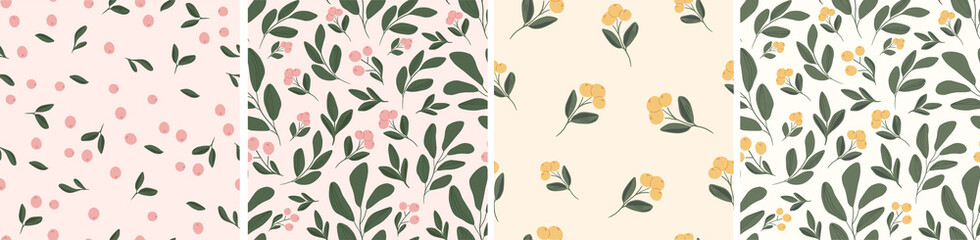 Set of seamless patterns in floral style for design.Vector illustration