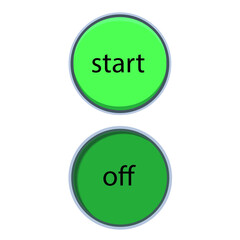 The button is round with rounded corners, it means on, off. Objects isolated from the background. Vector graphics