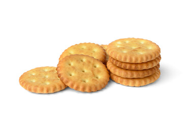 Salt crackers isolated on white background.