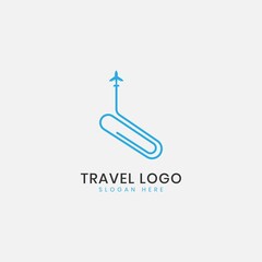 abstract paper clip with plane icon logo design vector illustration