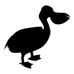 Silhouette pelican bird seabird waterbird black color vector illustration flat style image