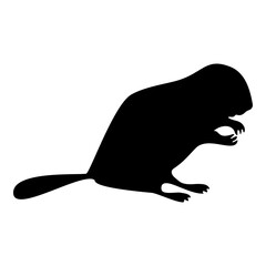 Silhouette beaver animal rodent stand black color vector illustration flat style image