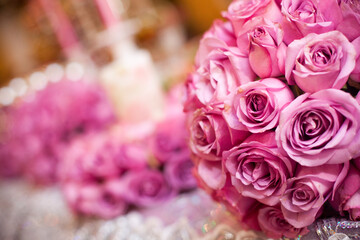 Roses on wedding table, decoration