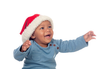 Adorable african baby with Christmas hat