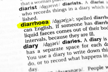 Highlighted word diarrhoea concept and meaning