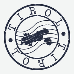 Tyrol, Austria Map Postmark. Silhouette Postal Passport. Stamp Round Vector Icon. Vintage Postage Design.