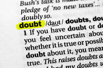 Highlighted word doubt concept and meaning