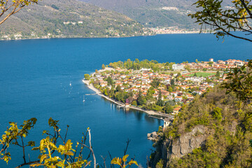 Aerial view of Maccagno and Lake Maggiore