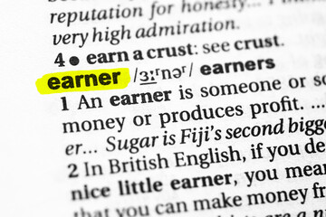 Highlighted word earner concept and meaning