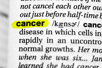 Highlighted word cancer concept and meaning
