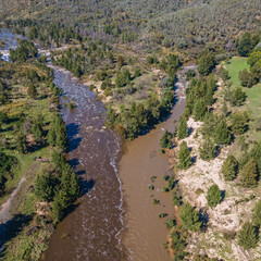 Fototapeta na wymiar Cotter River and Murrumbidgee River conflux, Cotter Crossing, ACT, March 2021