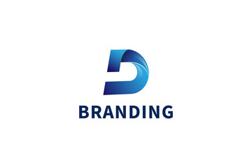 Letter D 3d business  logo  