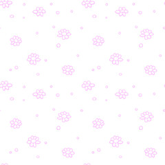 Vector simple primitive floral seamless pattern. Cute endless print with flowers drawn by hand. Sketch, doodle, scribble