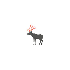 Raindeer vector cartoon illustration isolated on white background, Simple flat symbol, deer silhouette icon, decorative mammal sign for design zoo alphabet, travel advertising, protection of animal