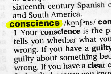 Highlighted word conscience concept and meaning.