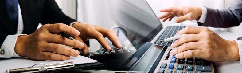 Businesswoman use laptop ,analytics and financial and bank technology concept, chart from computer laptop,Business growth concept