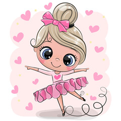Cartoon Ballerina on a pink background