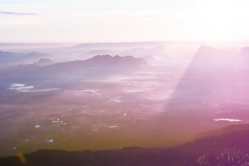 Loei Province Thailand, sunset view at Phu Kradueng National Park. Is one of the attractions of the...