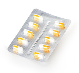 Medical pills isolated on white background. Health concept.