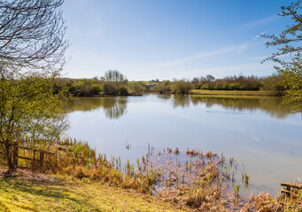 Countryside Lake / An image of a beautiful lake shot in the countryside at Frisby Lakes, Leicestershire, England, UK.