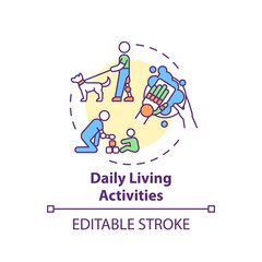 Daily living activities concept icon. Upper-limb prostheses task idea thin line illustration. Reducing difficulties in complex tasks. Vector isolated outline RGB color drawing. Editable stroke