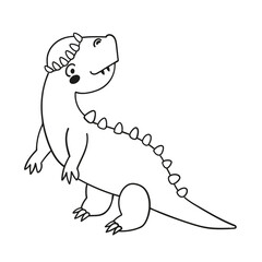 Cute cartoon dinosaur character for children. Black and white illustration for coloring book