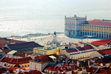 Bird view of the Commerce square. Lisboa, Portugal