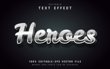 Heroes text, silver style text effect