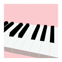 piano retro vintage poster, card, music, 80s, keyboard © Hanna