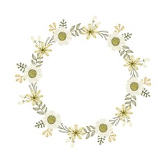 circle  floral frame of soft yellow, floral vector design