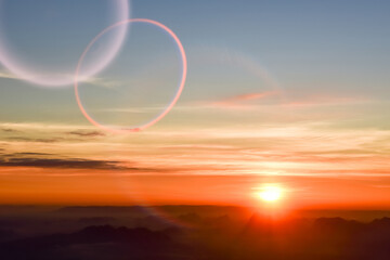 Loei Province Thailand sunset at Phu Kradueng National Park. Is one of the attractions of the most...