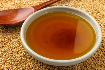 Cooking oil squeezed from sesame seeds