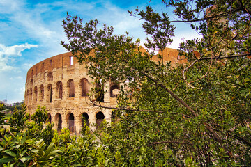 Colosseum in Rome. travel directions and rest in Italy. Europe sightseeing landmarks and tourism