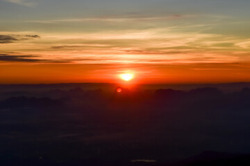 Loei Province Thailand sunset at Phu Kradueng National Park. Is one of the attractions of the most...
