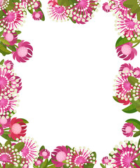 cartoon scene floral frame colorful flowers illustration