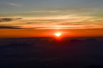 Loei Province Thailand sunset at Phu Kradueng National Park. Is one of the attractions of the most...