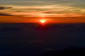 Loei Province Thailand sunset at Phu Kradueng National Park. Is one of the attractions of the most...