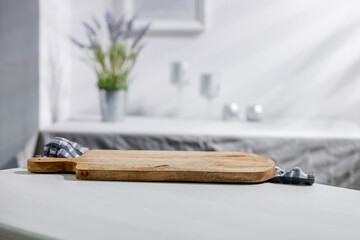 A table in the living room in preparation for lunch on a sunny day 