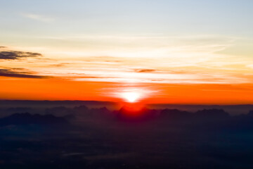 Loei Province Thailand sunset at Phu Kradueng National Park. Is one of the attractions of the most...