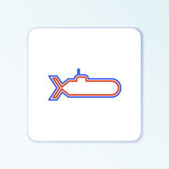 Line Submarine icon isolated on white background. Military ship. Colorful outline concept. Vector