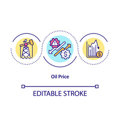 Oil price concept icon. Spot price of barrel of benchmark crude oil. Paying specific amount money for fuel idea thin line illustration. Vector isolated outline RGB color drawing. Editable stroke
