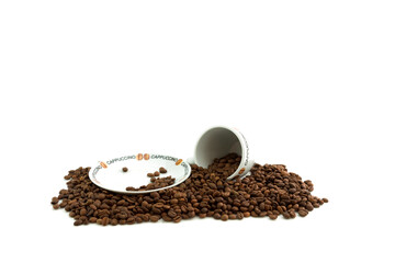 Roasted brown coffee beans, can be used as a background and texture