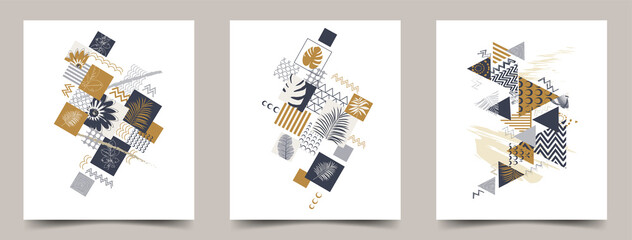 Elegant vector templates with geometric elements. Modern vector template for interior, cover, business card, labels