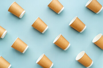 A lot of paper cups for take away coffee or tea