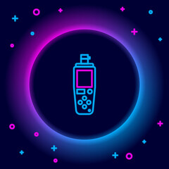 Glowing neon line Portable sensor icon isolated on black background. Colorful outline concept. Vector