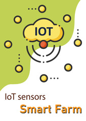 IoT sensors brochure.Sensors connected network to collect data template. Flyer, magazine, poster, book cover, booklet. Agricultural infographic concept. Layouts illustration page with icon