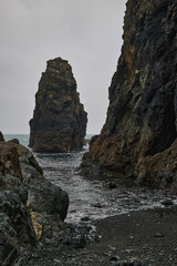 set of rocks on Tra na mBo beach. Coast of Cooper Ireland.