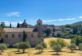 Old church and village of Lourmarin in the Luberon region, France