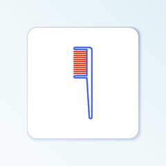 Line Hairbrush icon isolated on white background. Comb hair sign. Barber symbol. Colorful outline concept. Vector