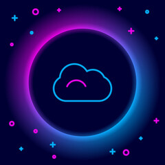 Glowing neon line Cloud icon isolated on black background. Colorful outline concept. Vector